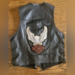 Vintage Genuine Leather Lace Up HARLEY-DAVIDSON CYCLES®️ Biker Vest SIZE: 36